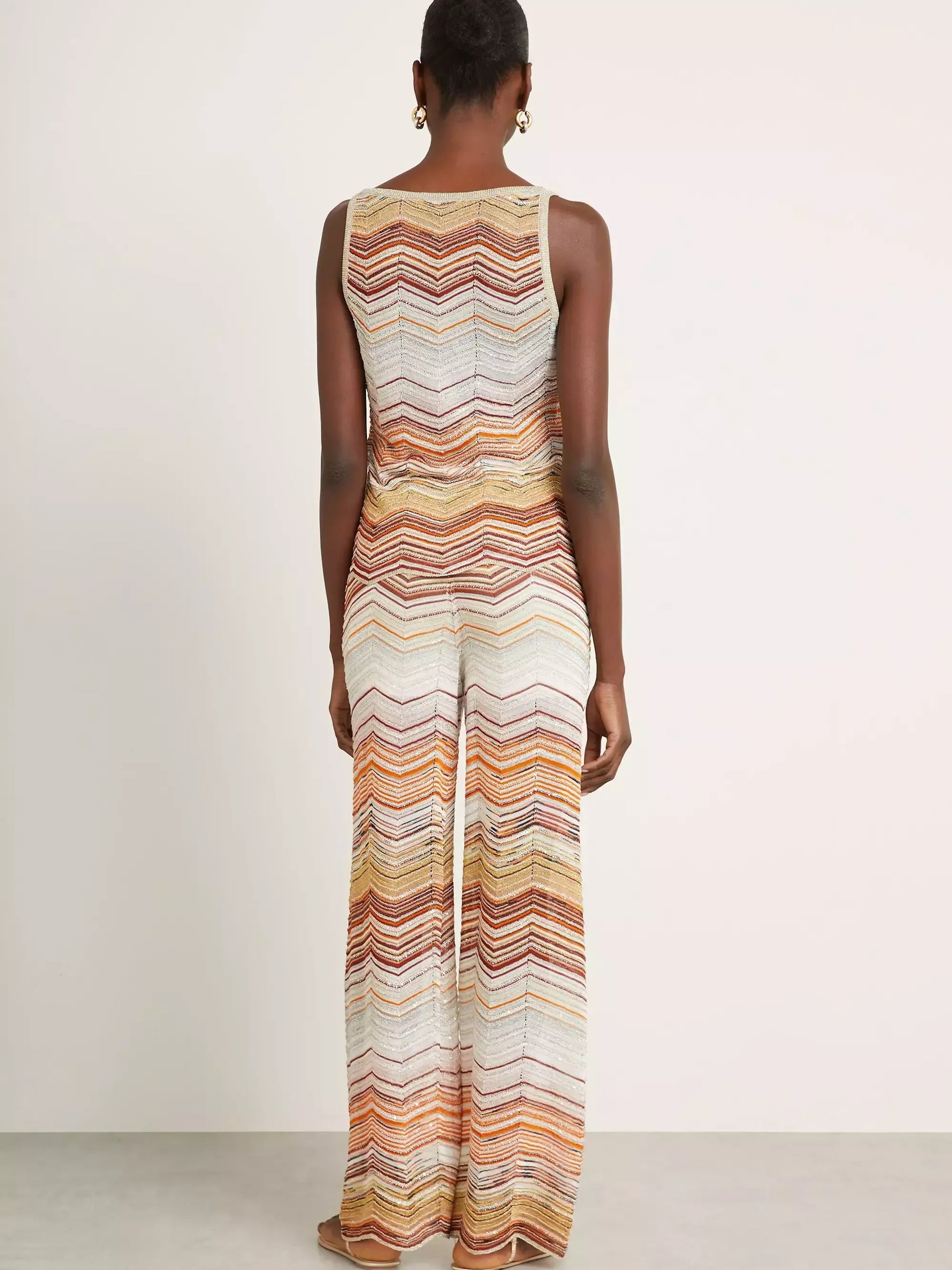Chevron Knit Cropped Tank and Pant Set - Suits & Sets