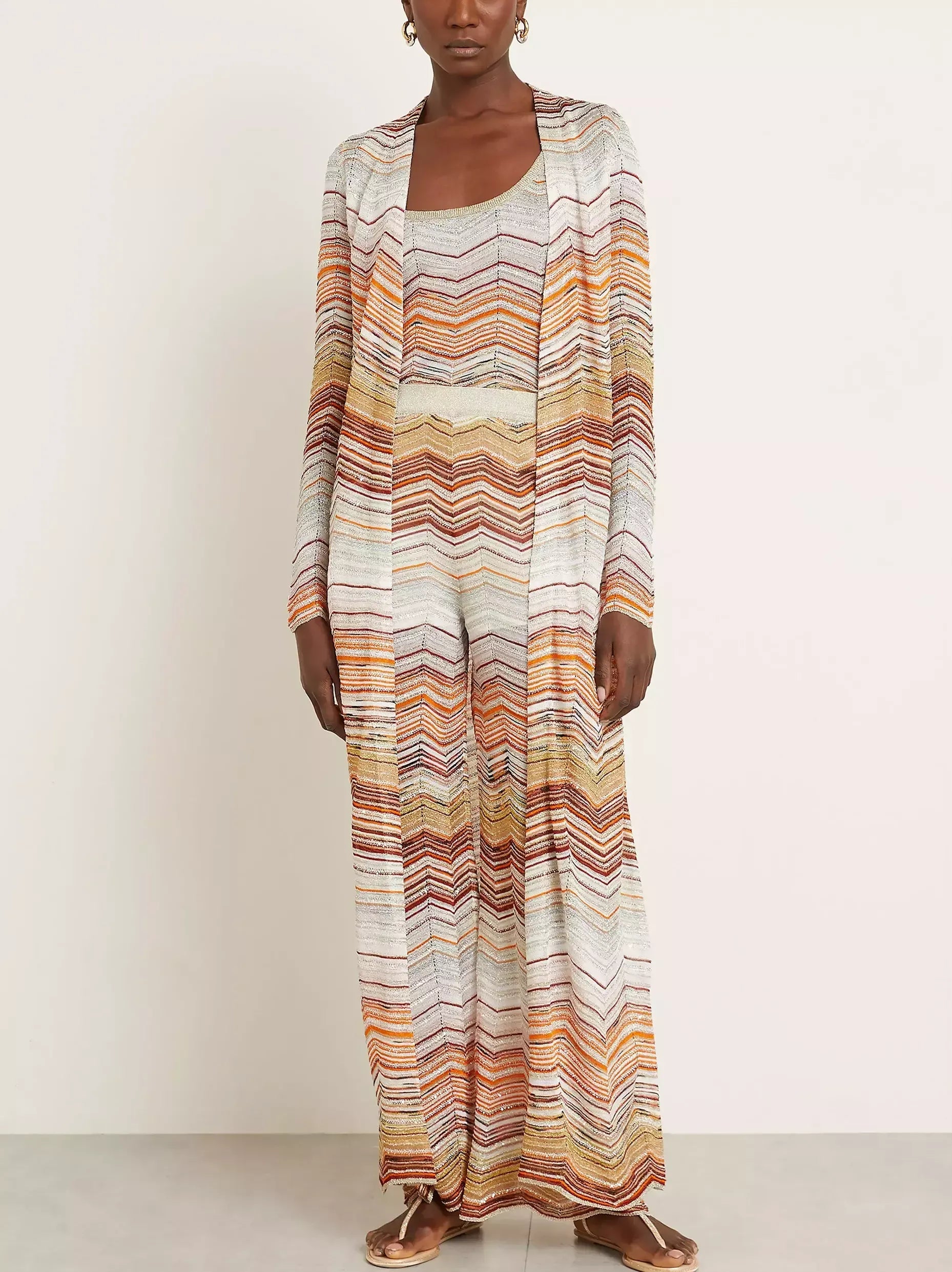 Chevron Knit Cropped Tank and Pant Set - Suits & Sets