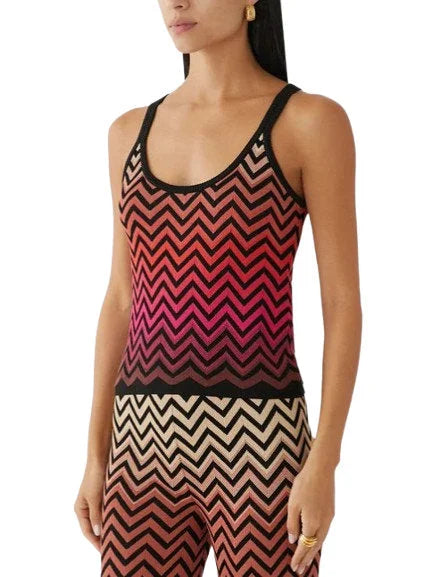 Chevron Knit Cropped Tank and Pant Set in Multicolor - Suits & Sets