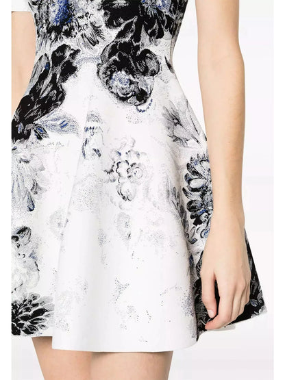 Chiaroscuro Floral Print Short Dress - Dresses