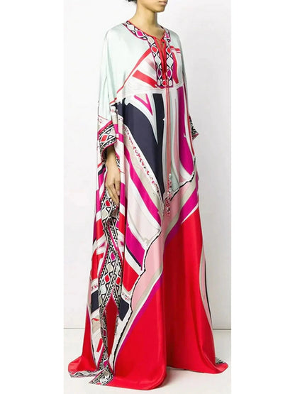 Ciwara Print Beaded Tassel Embellished Silk-Twill Kaftan - Dresses