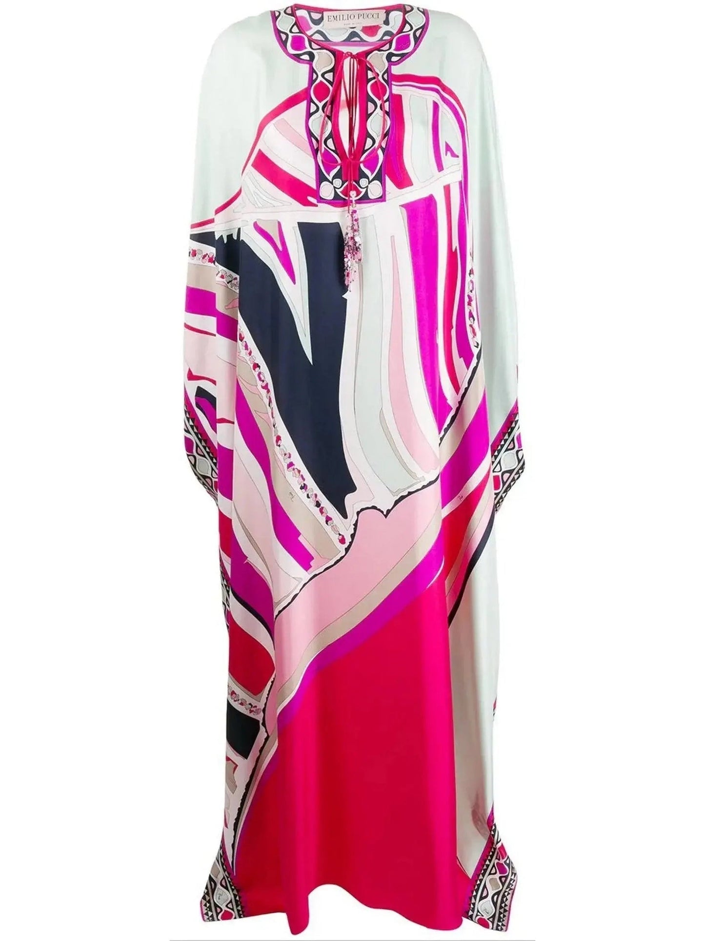 Ciwara Print Beaded Tassel Embellished Silk-Twill Kaftan - Dresses