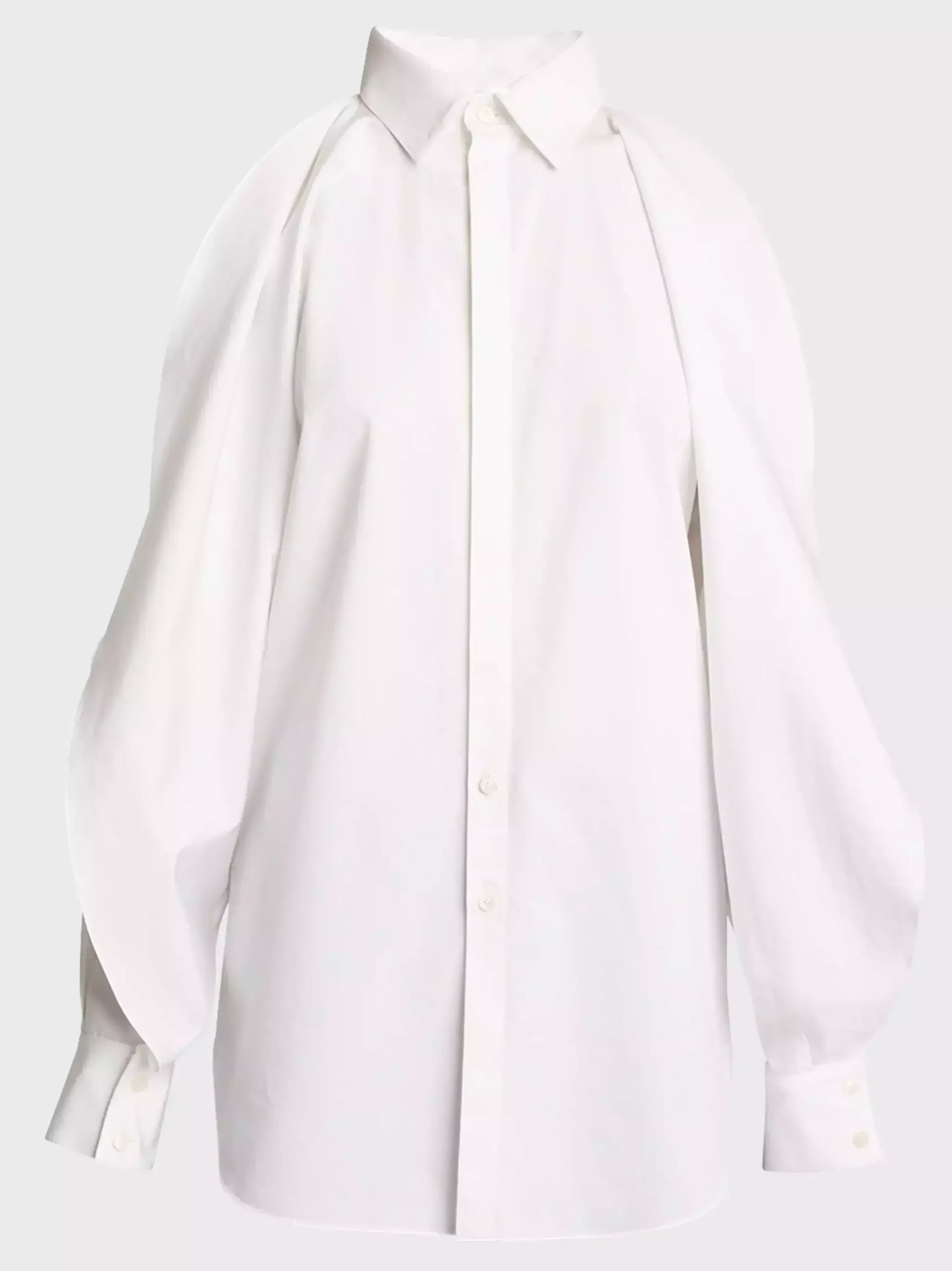 Cold-Shoulder White Cotton Shirt - Tops