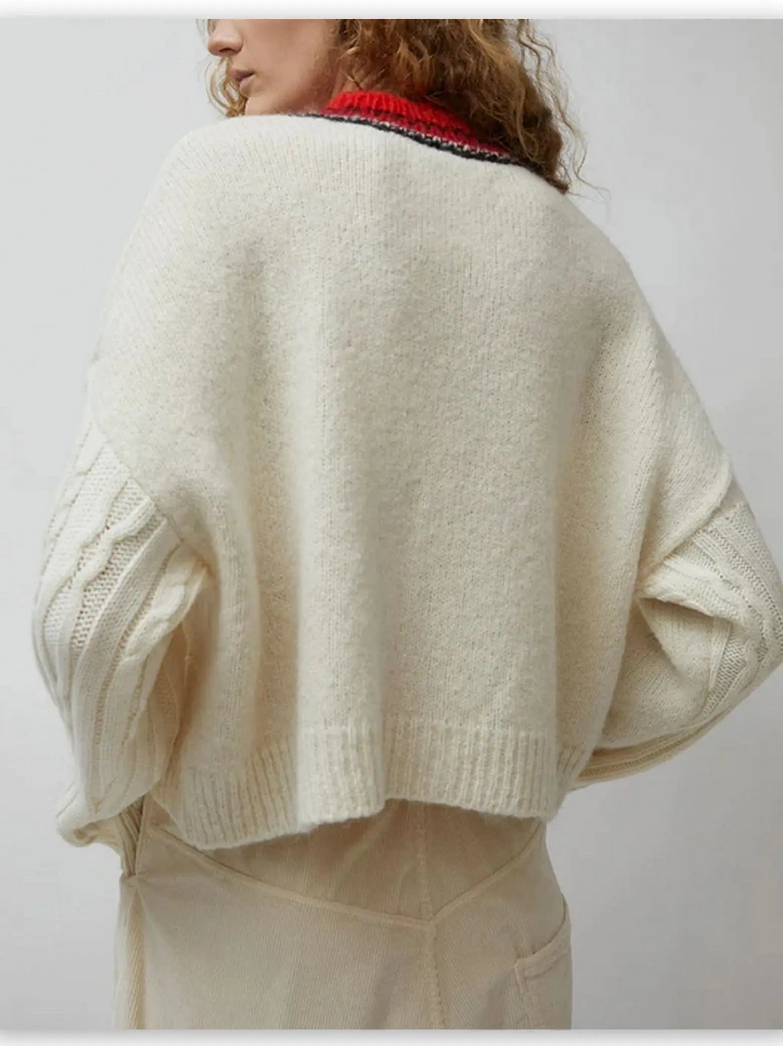 Color-Contrast Baby Alpaca Textured Cardigan - Sweaters & Knitwear