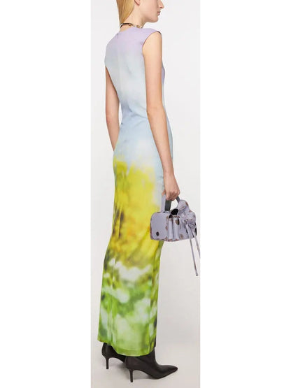 Column Dress In Blurred Print - Dresses