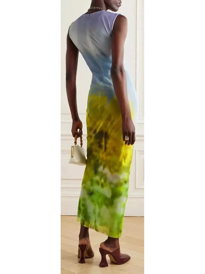 Column Dress In Blurred Print - Dresses