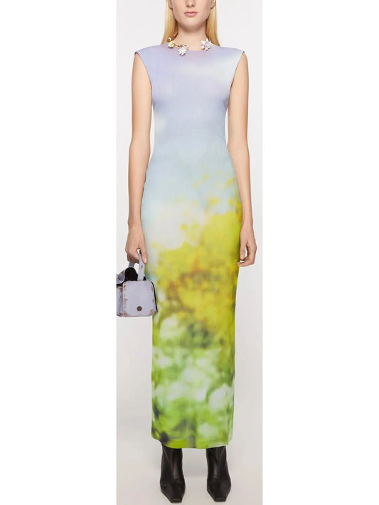 Column Dress In Blurred Print - Dresses