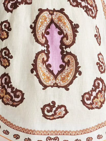 Patterned Concealed-Button Printed Linen Mini Shirt Dress for stylish summer looks