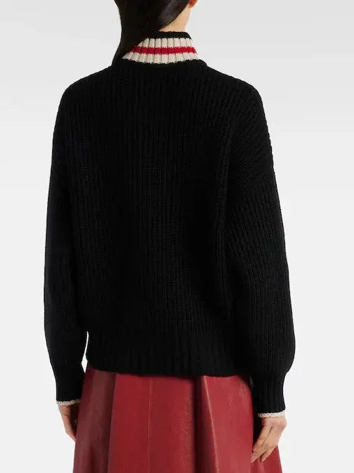 Contrasting Mock-Neck Cashmere Half-Zip Sweater - Sweaters & Knitwear