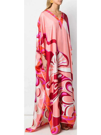 Copacabana Print Silk Kaftan Dress - Dresses