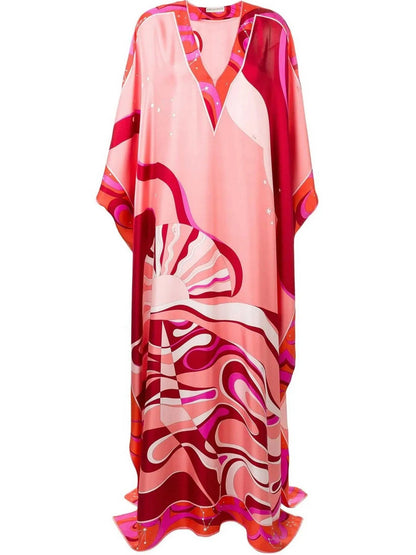 Copacabana Print Silk Kaftan Dress - Dresses