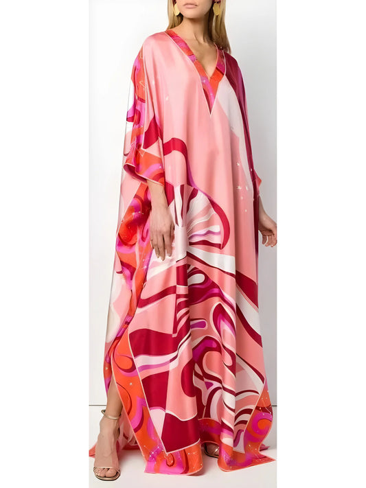 Copacabana Print Silk Kaftan Dress - s - Dresses