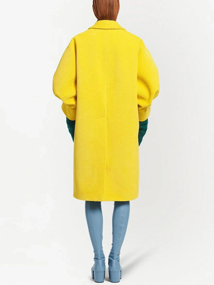 Corduroy Coat with Puff-Sleeves in Yellow - Coats