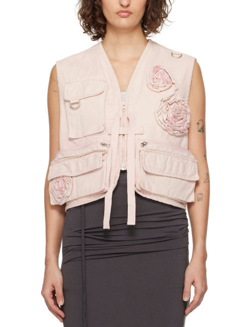 Cotton Cargo Verst with Appliques - Small / Pink - Jackets