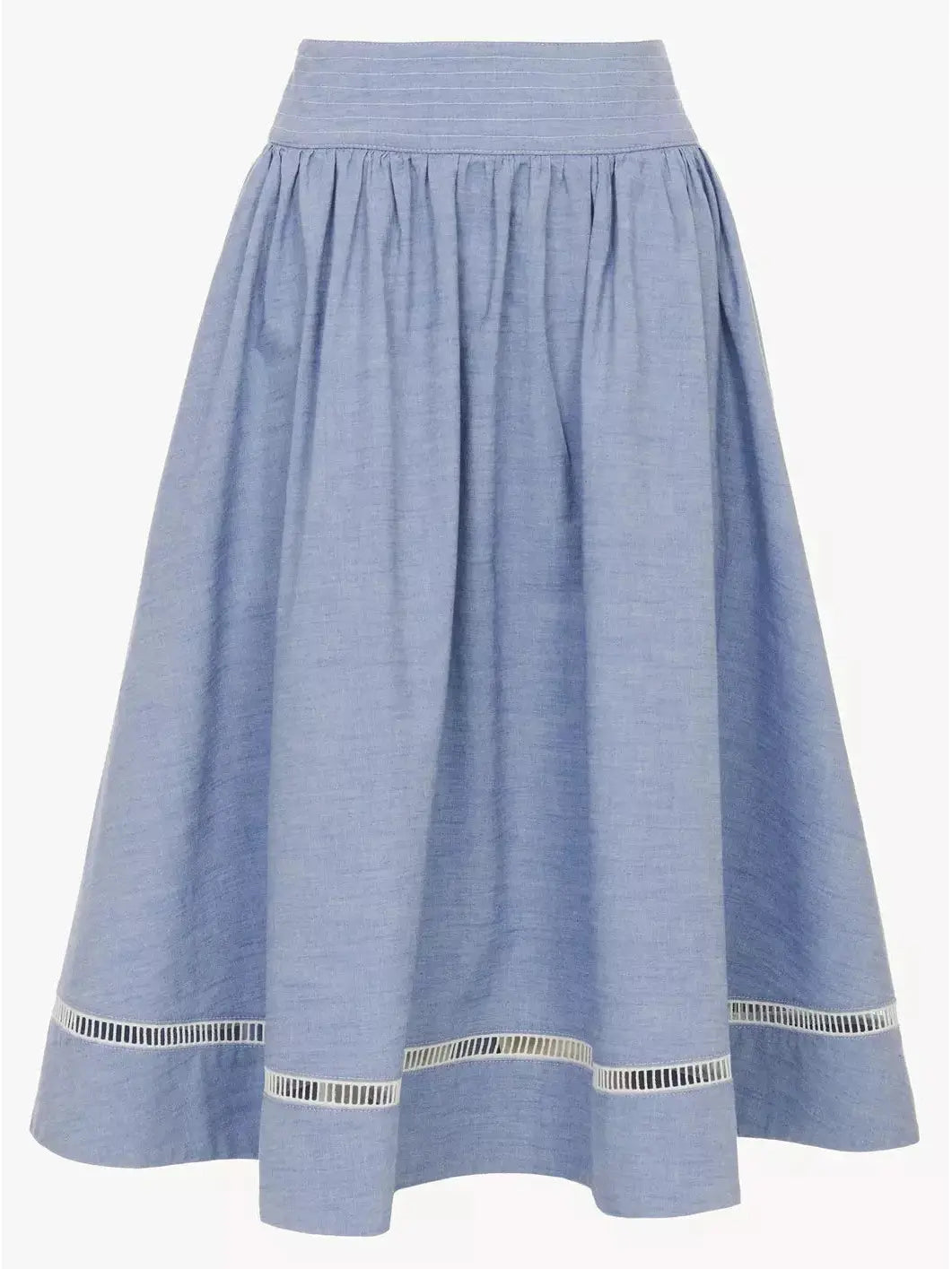 Cotton Denim Chambray Skirt - Skirts