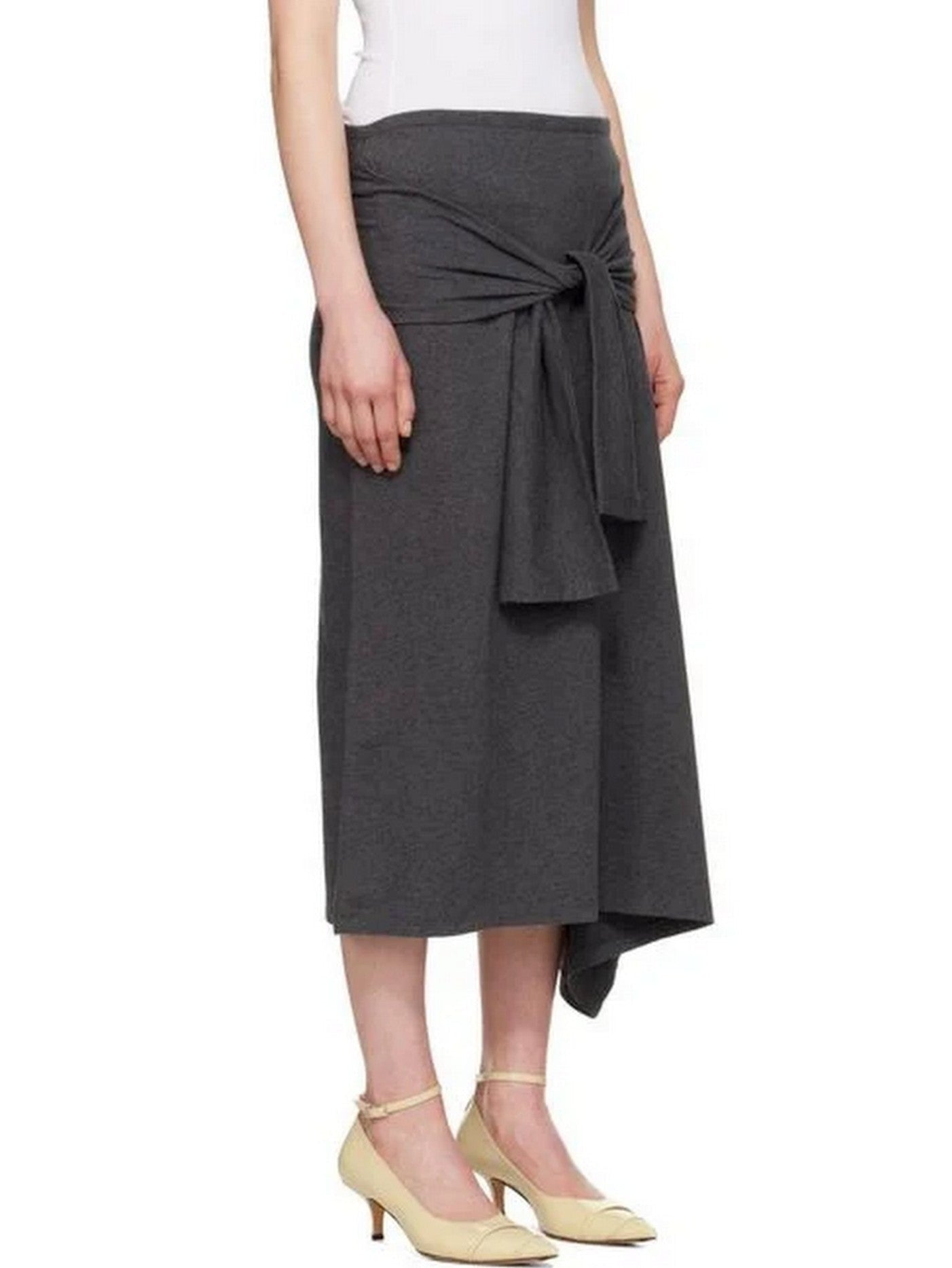 Cotton Jersey Wrap Tie-Front Midi Skirt - Skirts