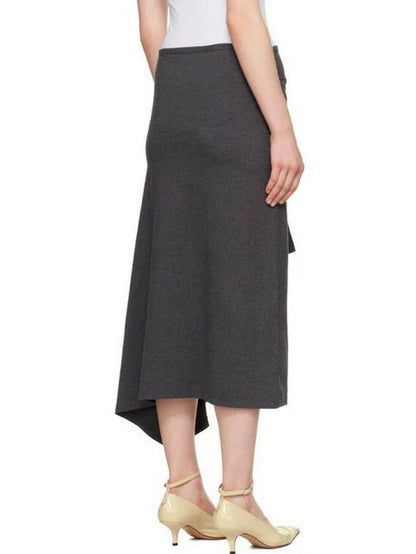 Cotton Jersey Wrap Tie-Front Midi Skirt - Skirts
