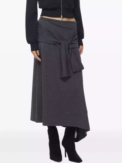 Cotton Jersey Wrap Tie-Front Midi Skirt - Skirts