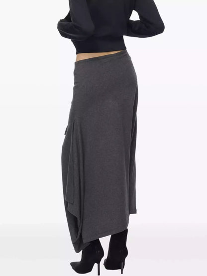 Cotton Jersey Wrap Tie-Front Midi Skirt - Skirts