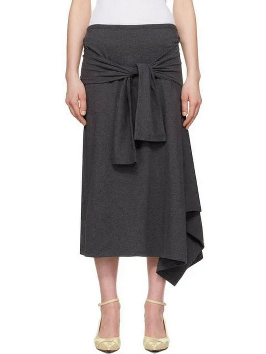 Cotton Jersey Wrap Tie-Front Midi Skirt - Skirts