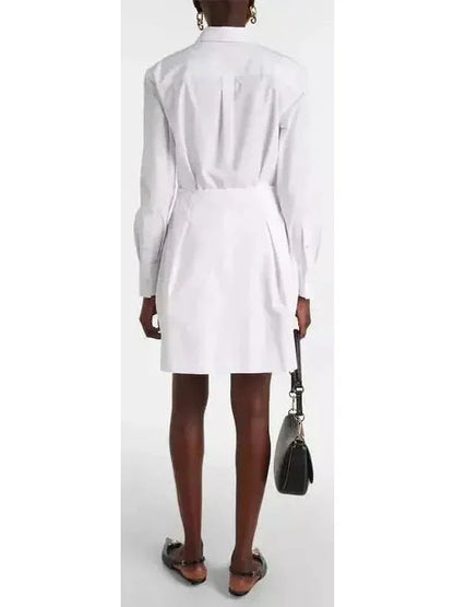 Cotton Poplin Shirt Dress in White - Dresses