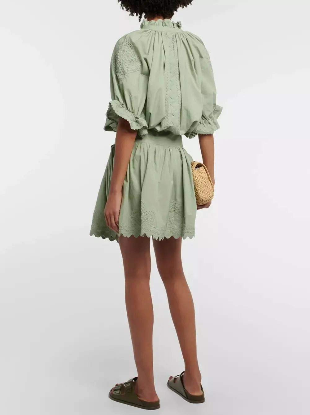 Cotton Poplin Tie-Waist Mini Shirt Dress - Dresses