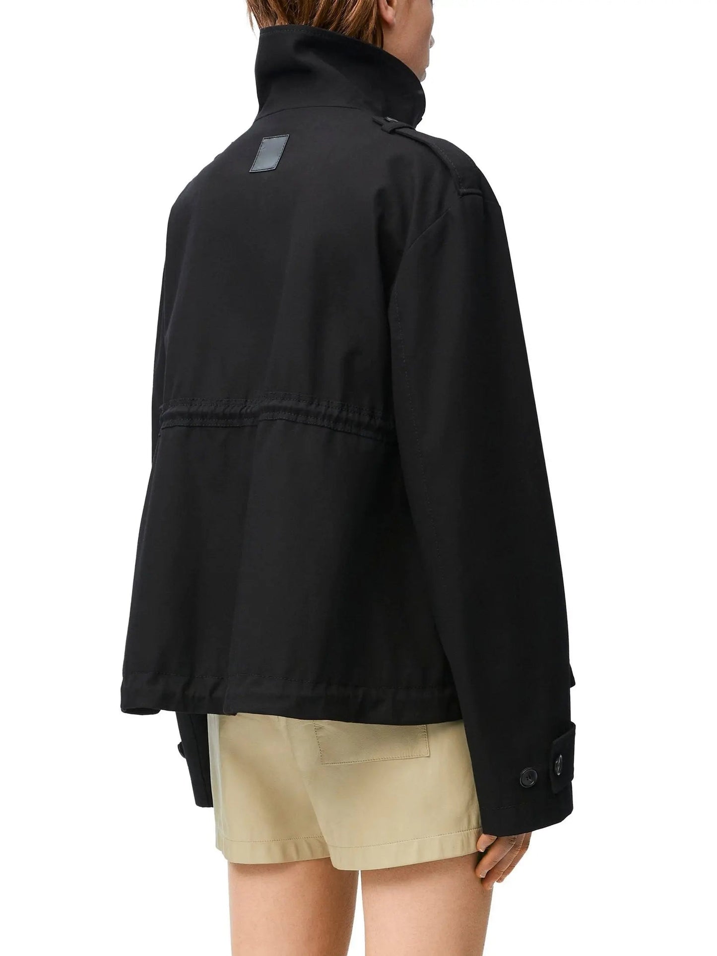 Cotton Twill Parka Jacket in Black - Jackets