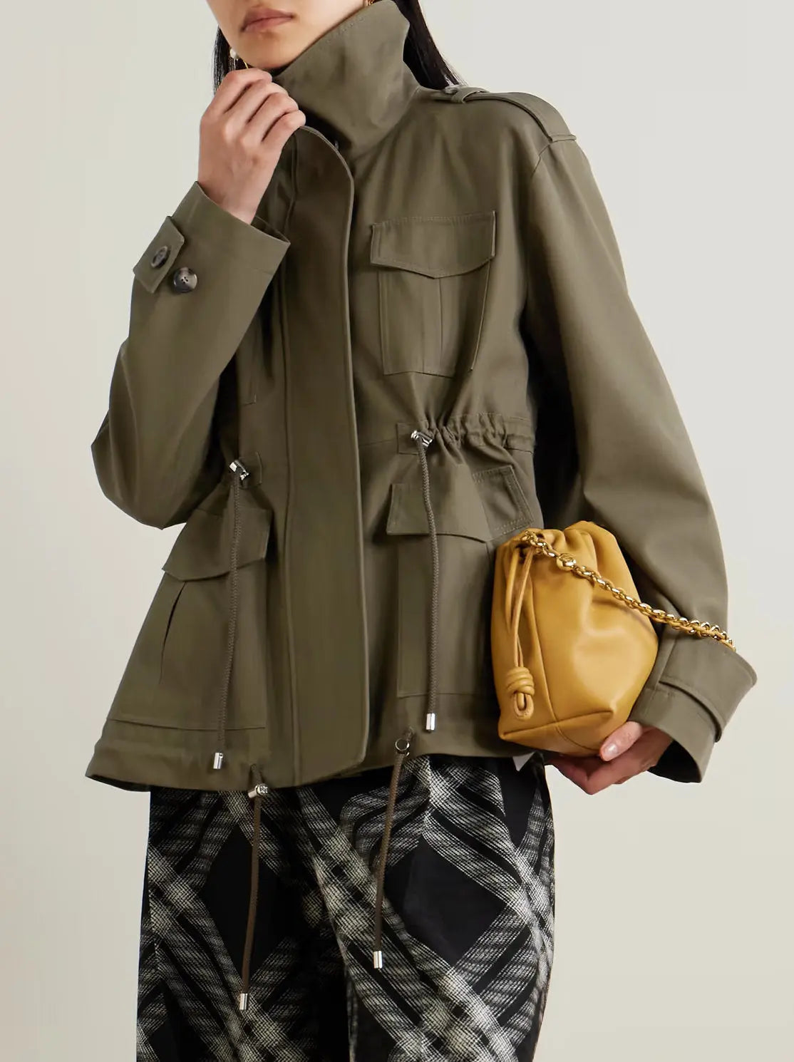 Cotton Twill Parka Jacket in Military Green - Jackets