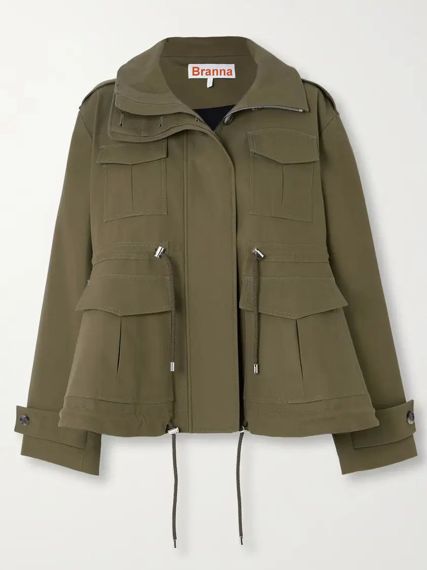 Cotton Twill Parka Jacket in Military Green - Jackets