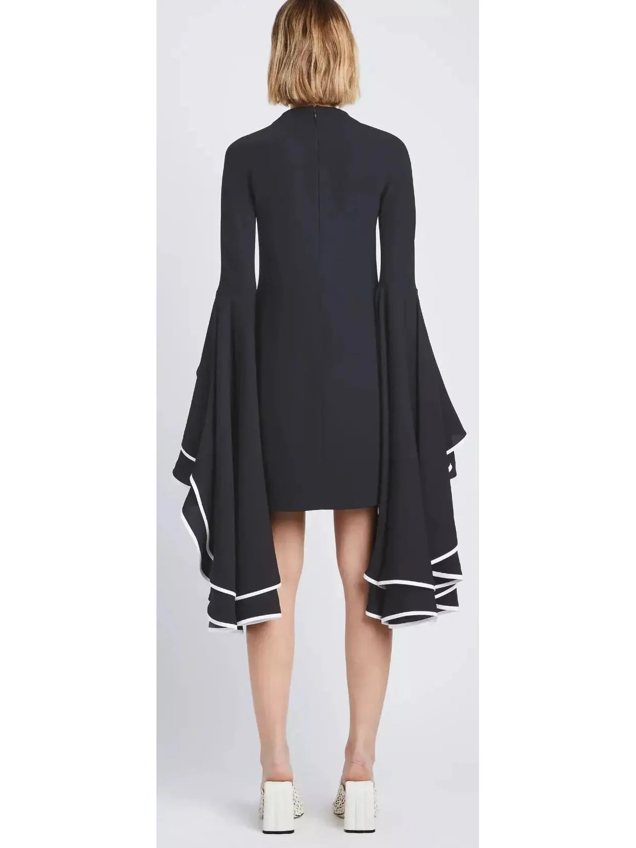 Crepe Exaggerated Sleeve Dress Black - Dresses