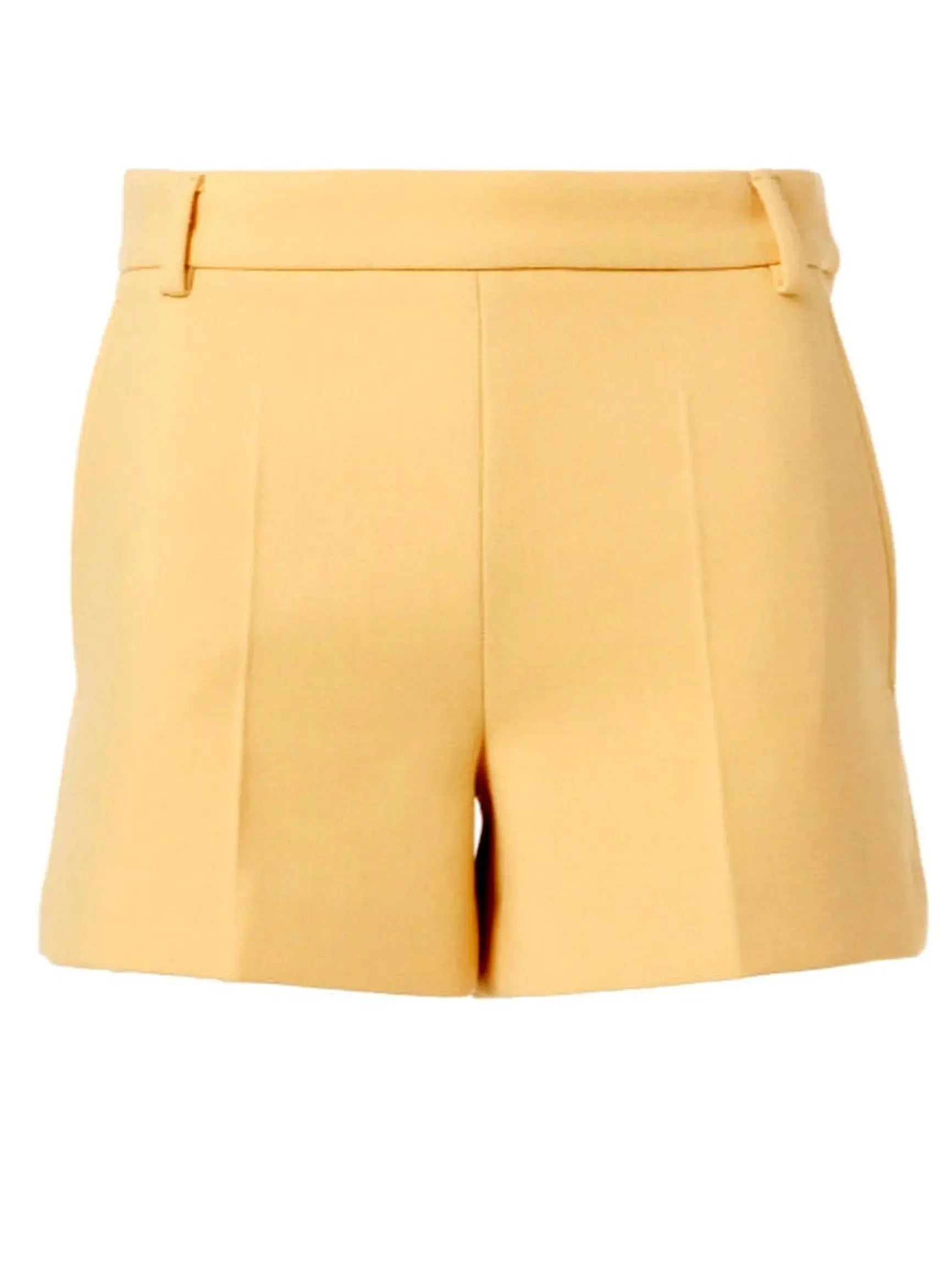 Crepe Single-Breasted Fitted Yellow Blazer and Short Set - Suits & Sets