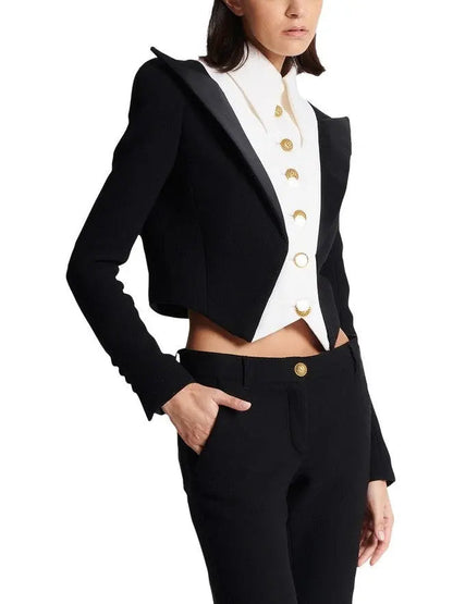 Cropped 6-Button Crepe Jacket - Jackets