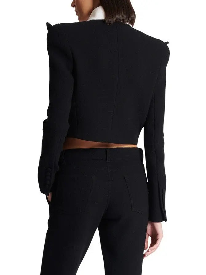 Cropped 6-Button Crepe Jacket - Jackets