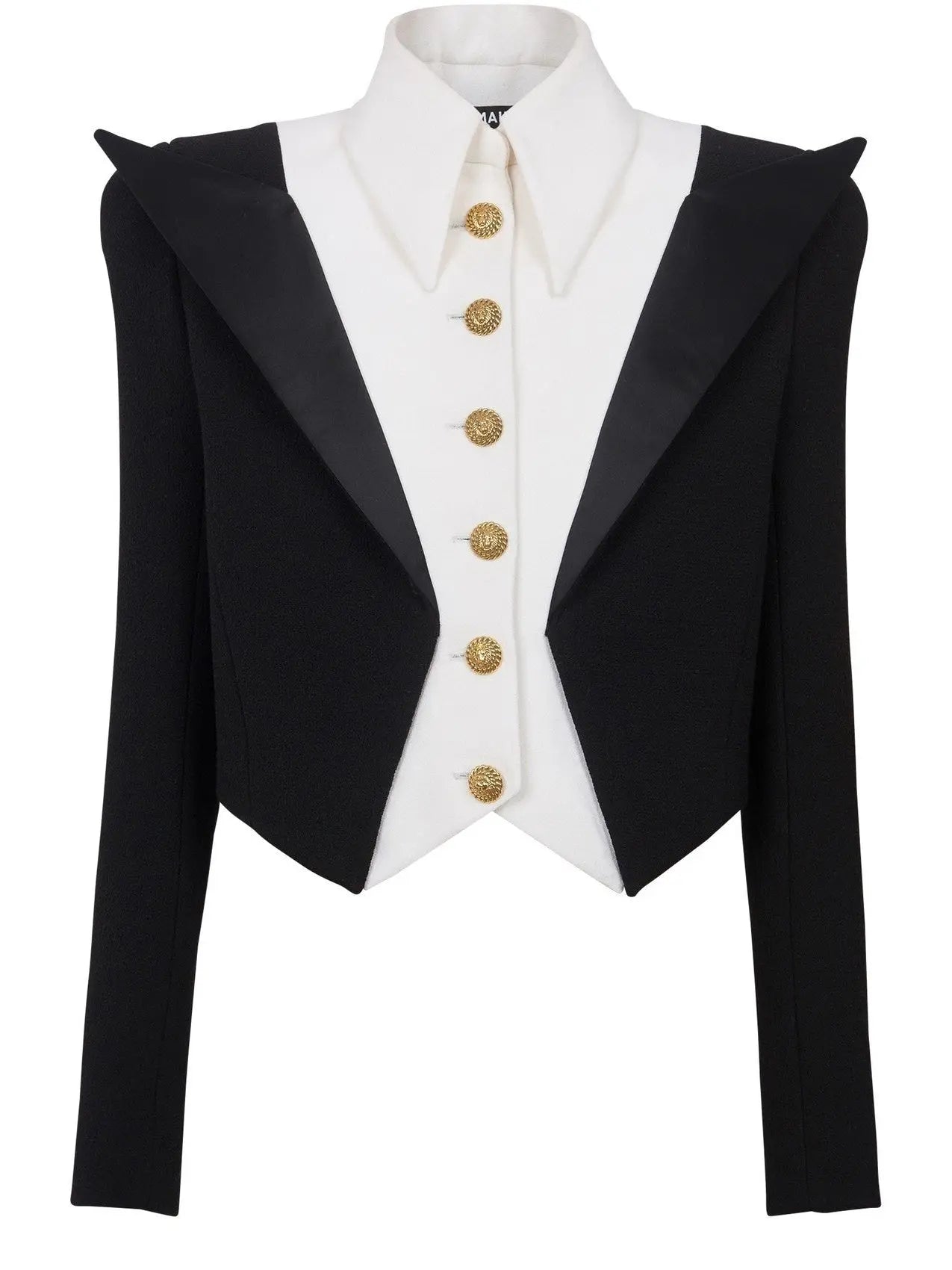 Cropped 6-Button Crepe Jacket - Jackets