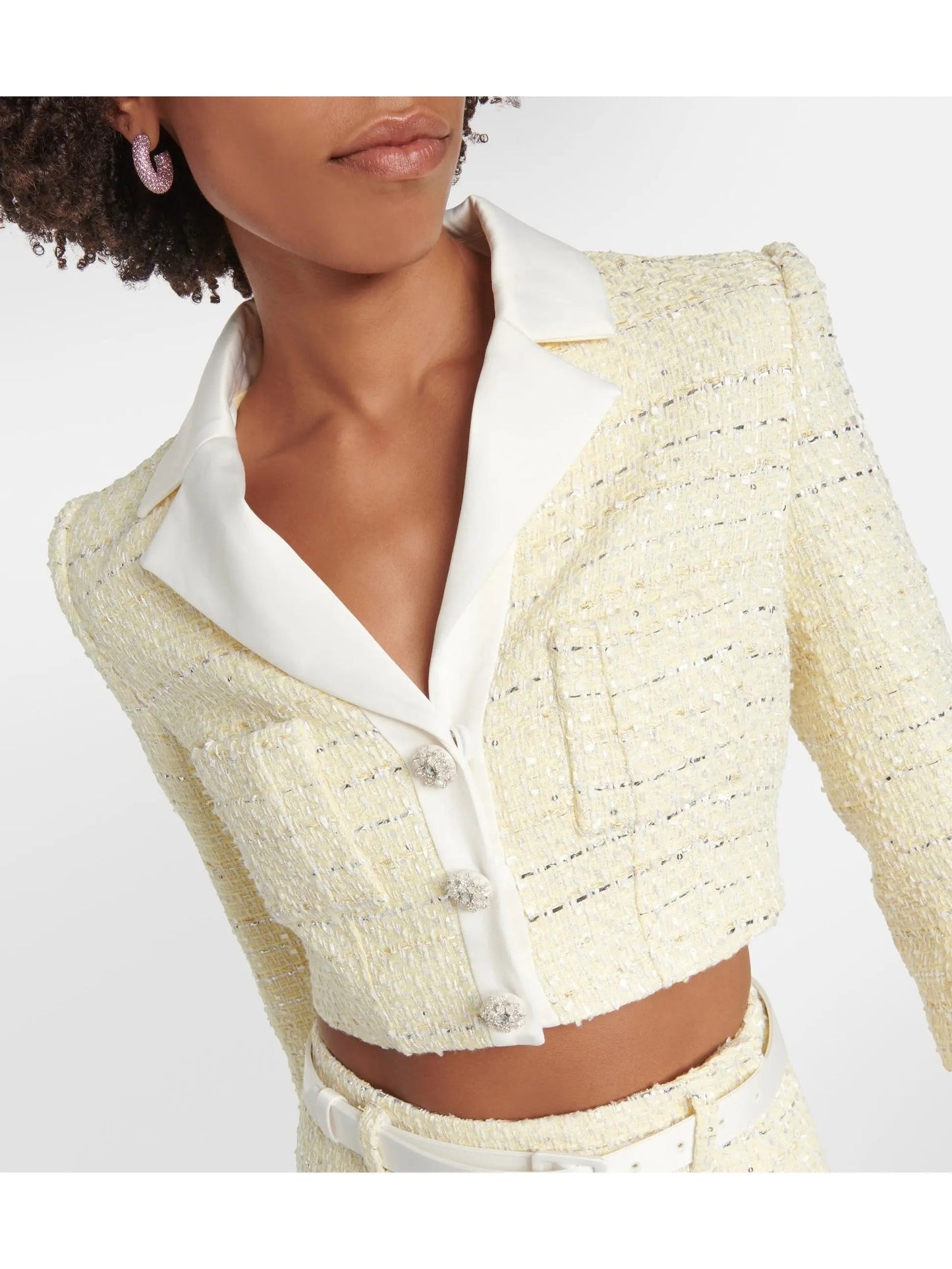 Cropped Bouclé Jacket and Belted Mini Skirt Set - Suits & Sets