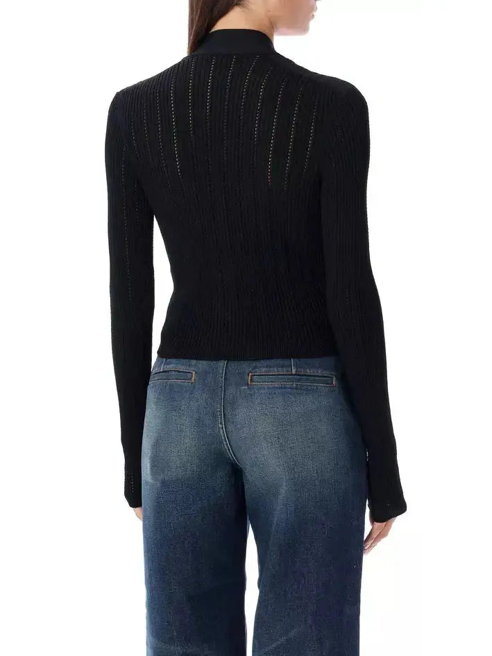 Cropped Knit Cardigan Sweater in Black - Sweaters & Knitwear