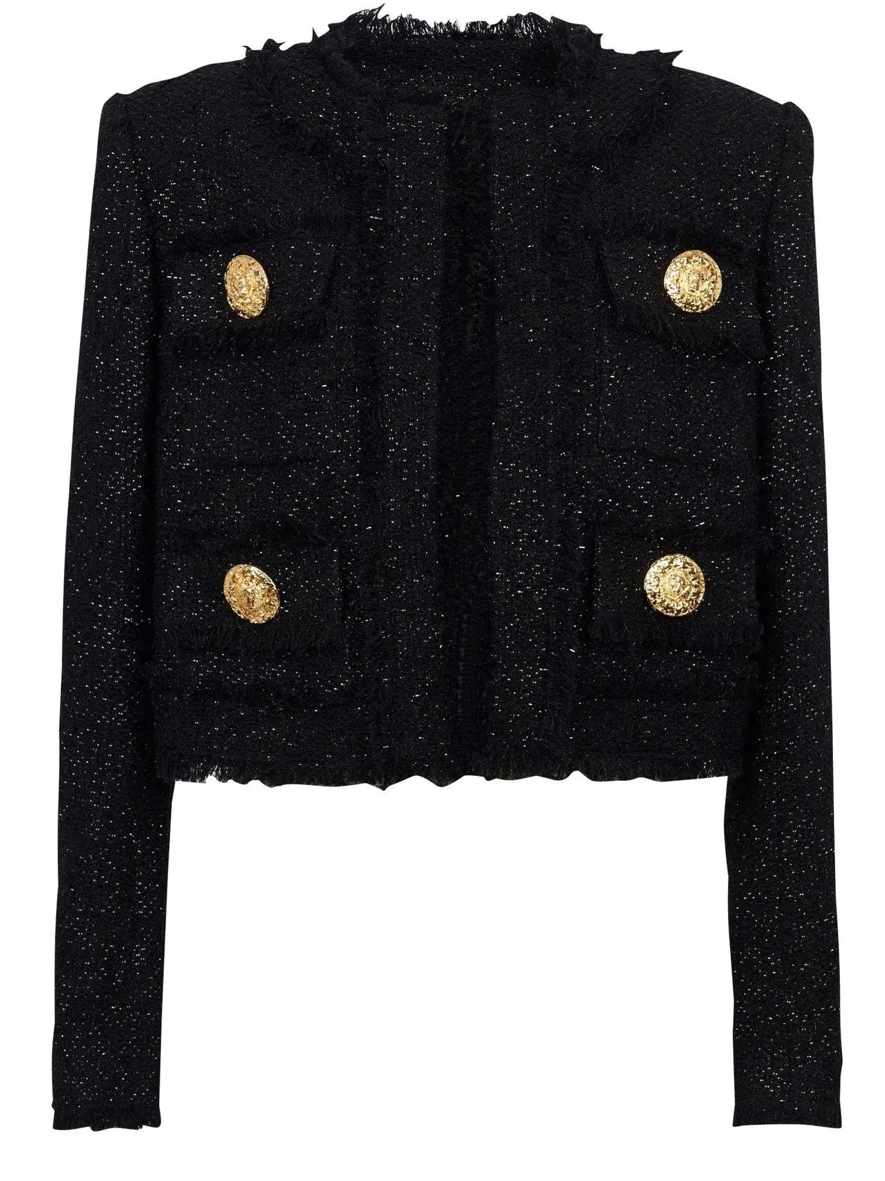 Cropped Lurex Tweed Jacket - Jackets