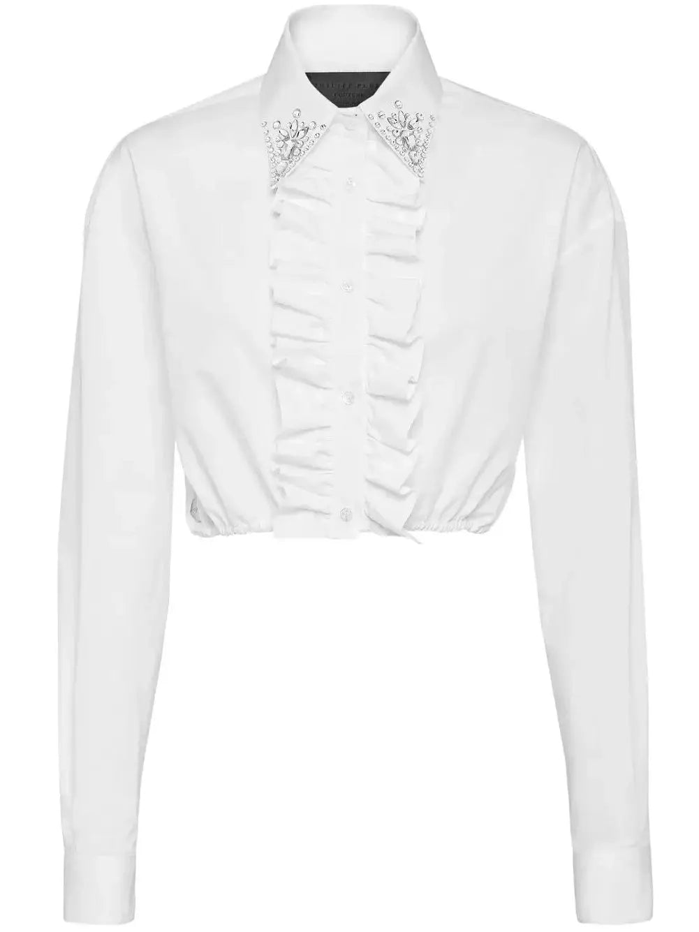 Cropped Ruffled Cotton Shirt - Tops