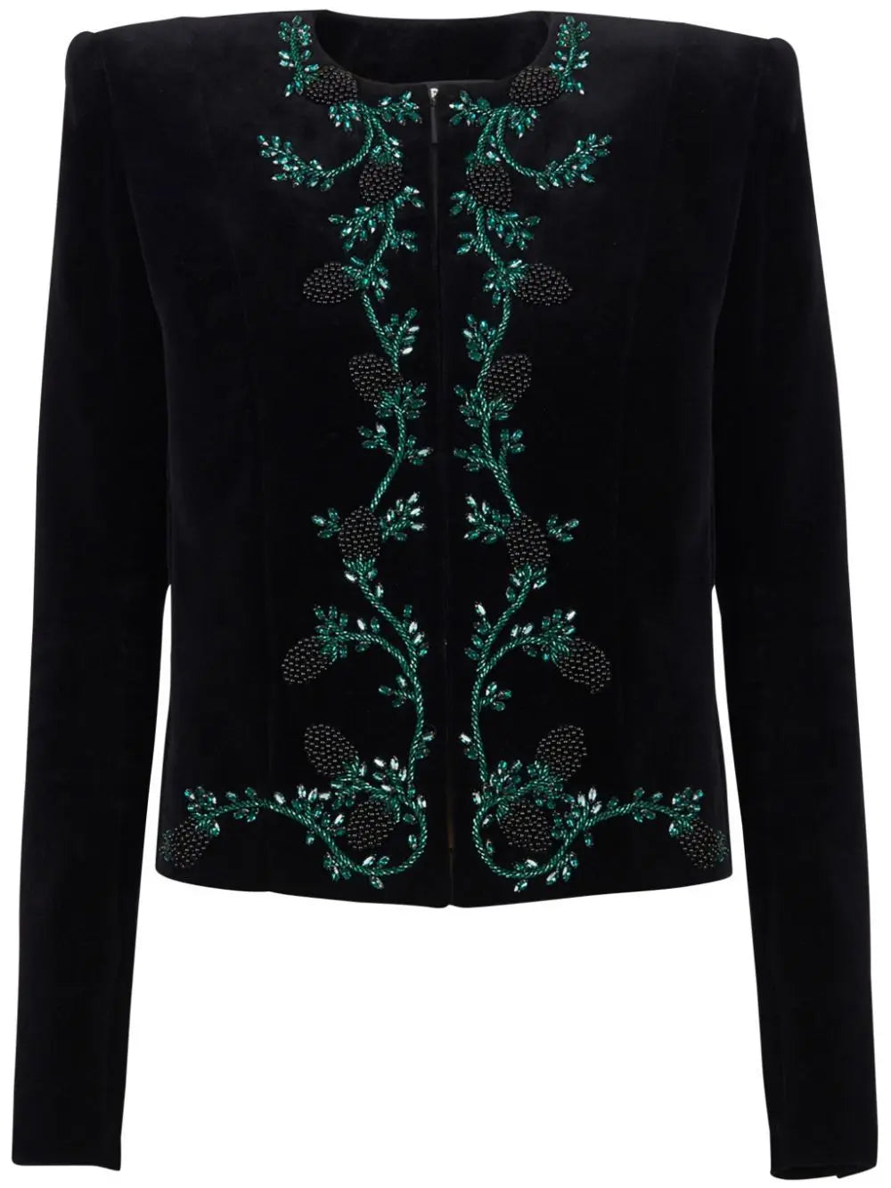 Crystal and Beaded Berry Embellished Velvet Jacket - Jackets