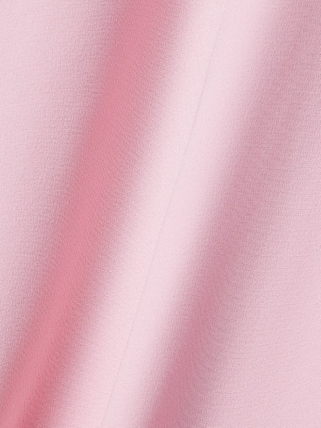 Crystal Bow Long Pink Silk Crepe Gown - Dresses