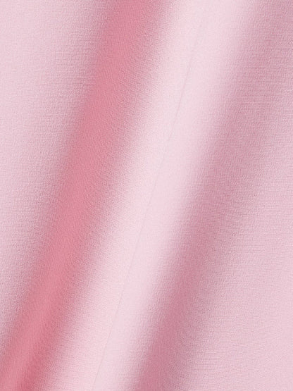 Crystal Bow Long Pink Silk Crepe Gown - Dresses