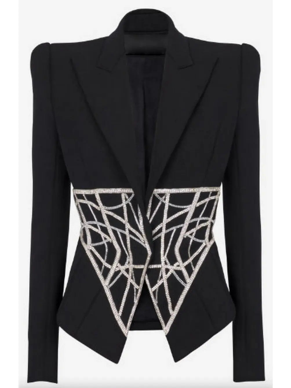 Crystal Corseted Belt-Effect Blazer - Jackets