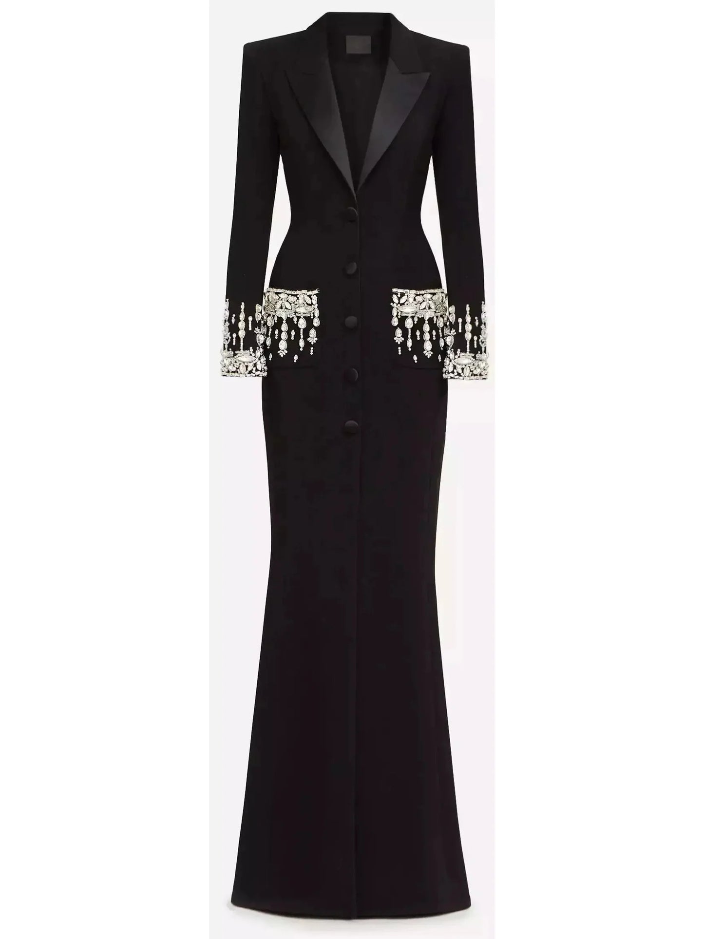 Crystal-Embellished Cady Blazer Dress/Gown - Dresses