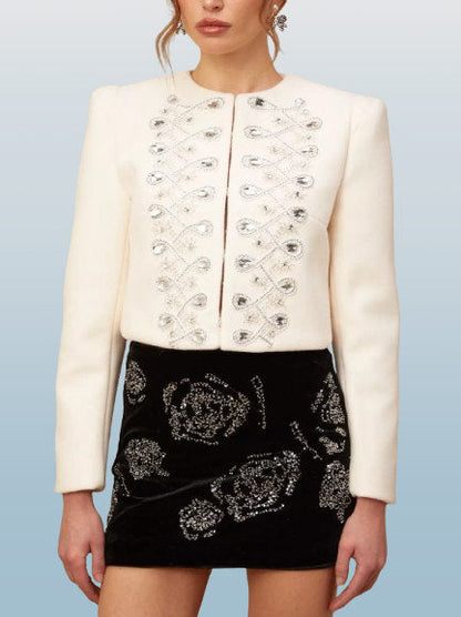 Crystal-Embellished Cropped Jacket - Jackets