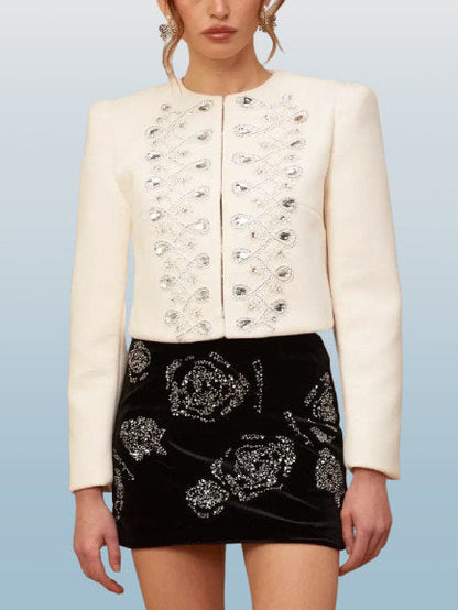 Crystal-Embellished Cropped Jacket - Jackets