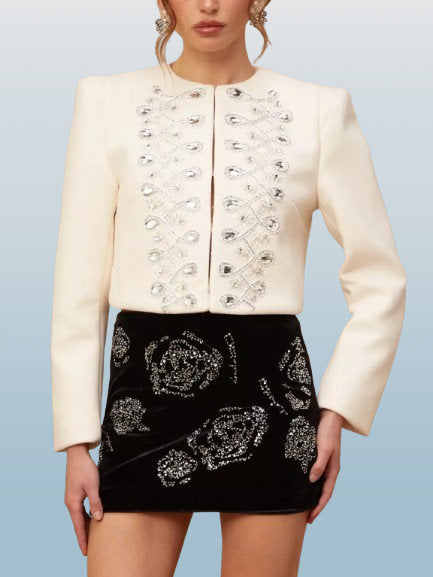 Crystal-Embellished Cropped Jacket - Jackets