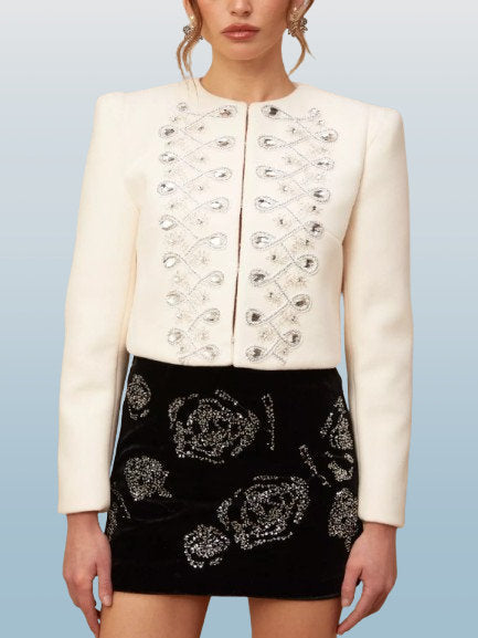 Crystal-Embellished Cropped Jacket - Jackets