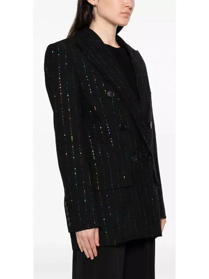 Crystal-Embellished Double Breasted Blazer - Jackets