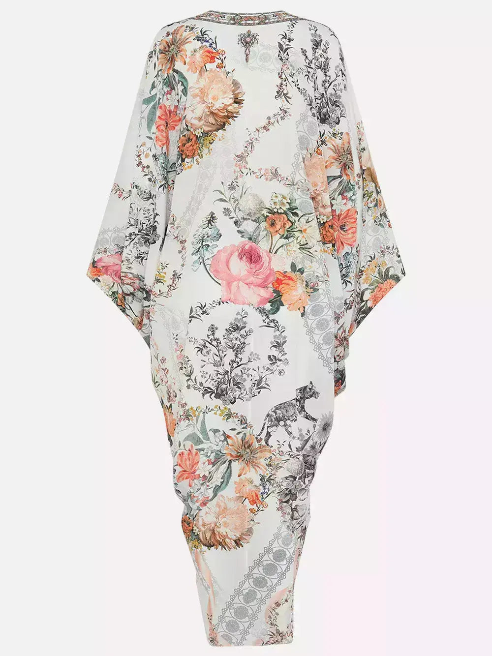 Crystal-Embellished Floral-Print V-Neck Kaftan Dress - Dresses