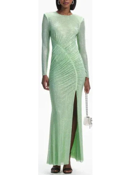 Crystal-Embellished Green Maxi Dress - small - Dresses